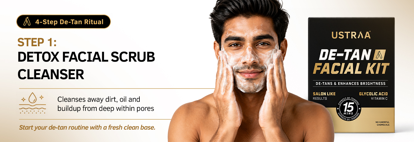 Benefits of De-Tan Facial Kit For Men with Glycolic Acid & Vitamin C - 40 g