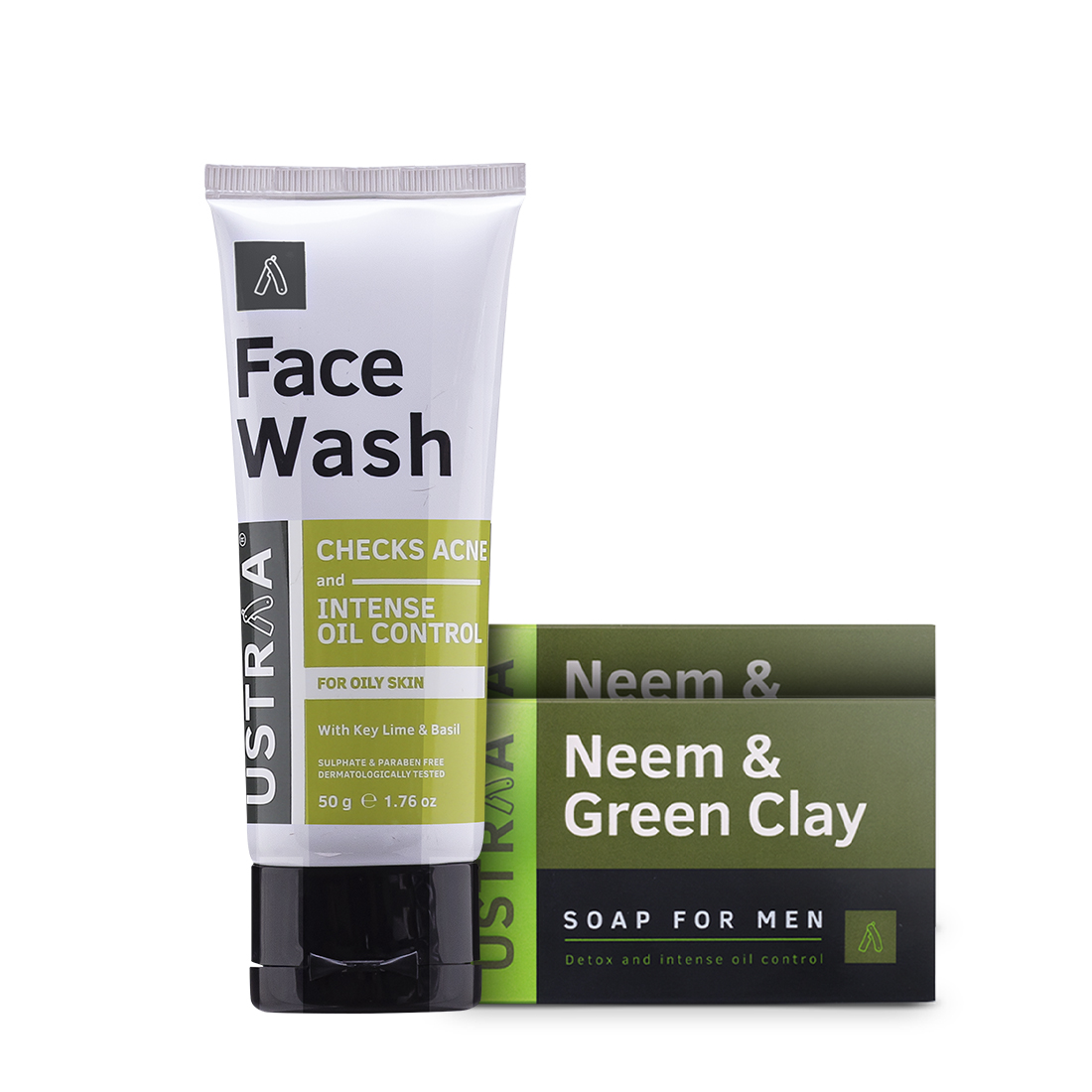 Face Wash Oily Skin 50g and 2 Neem & Green Clay Soap