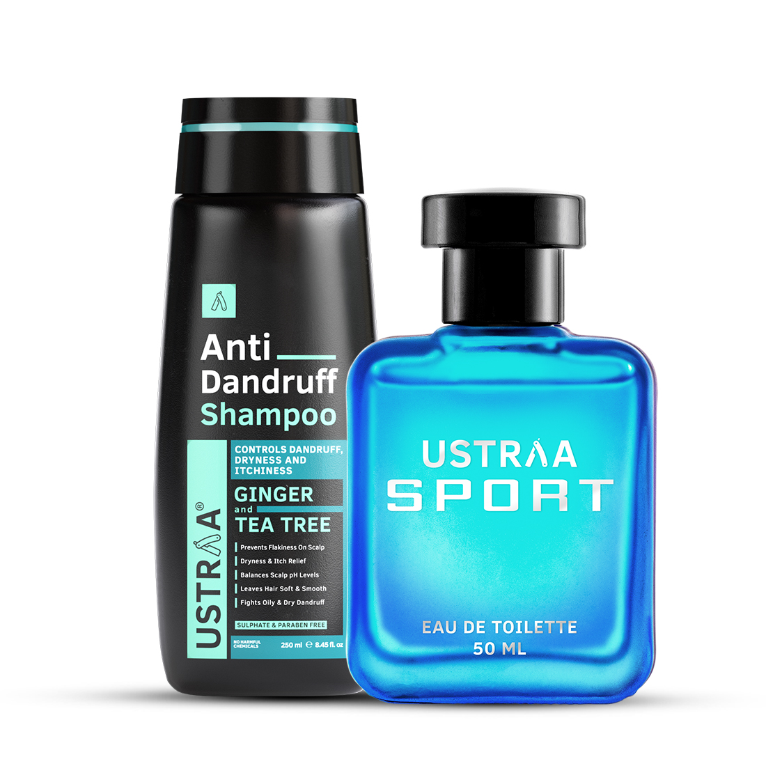 Ustraa Anti Dandruff Hair Shampoo & Sport EDT Perfume for Men