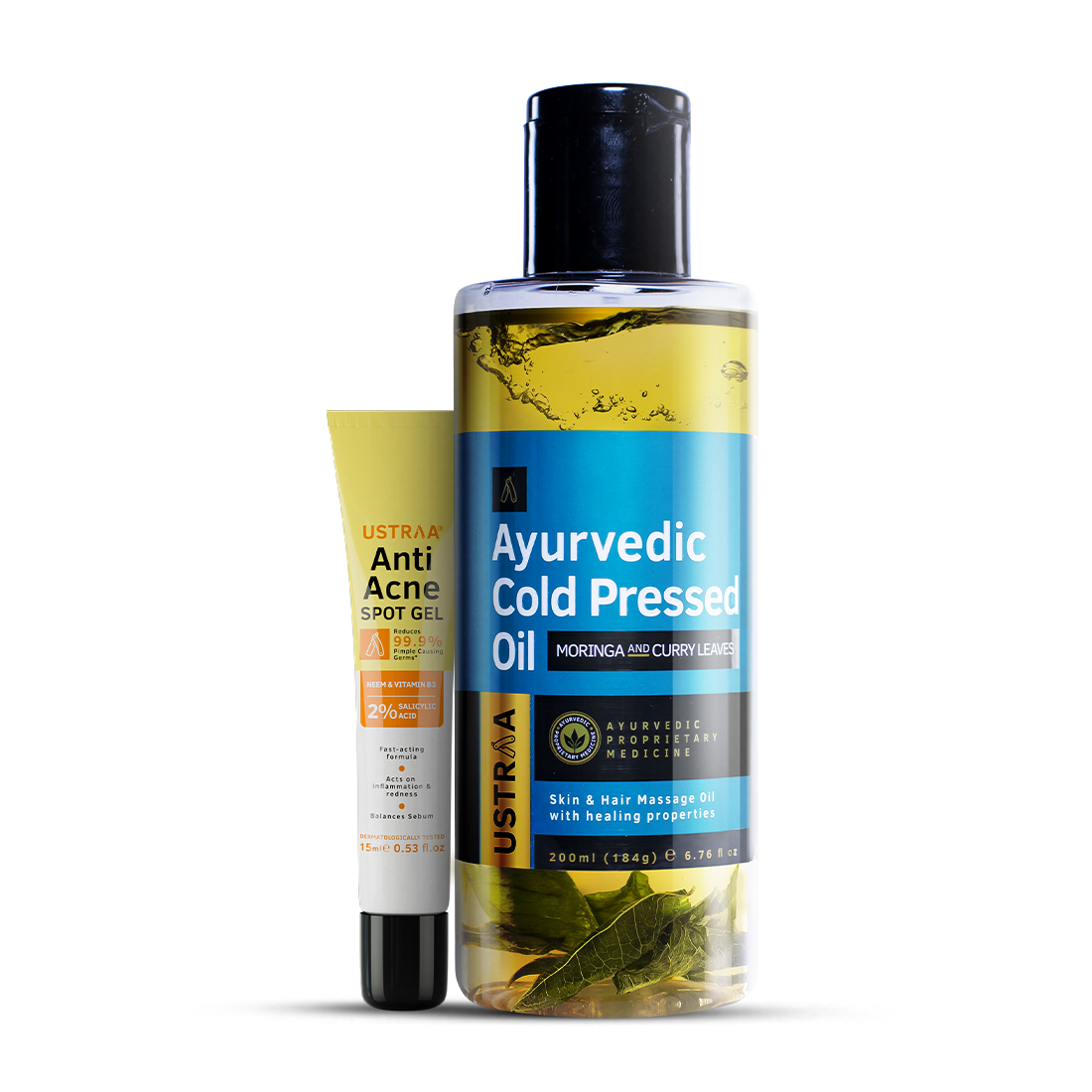 Ayurvedic Cold Pressed Oil & Anti-Acne Spot Gel Combo