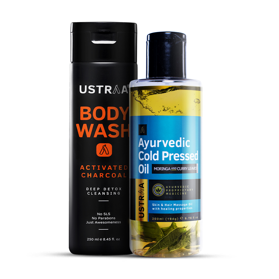 Ayurvedic Cold Pressed Oil & Body Wash Activated Charcoal Combo