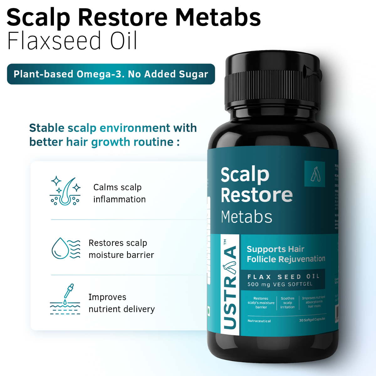 Scalp Restore Metabs | Omega-3 Softgel for Hair | Ustraa