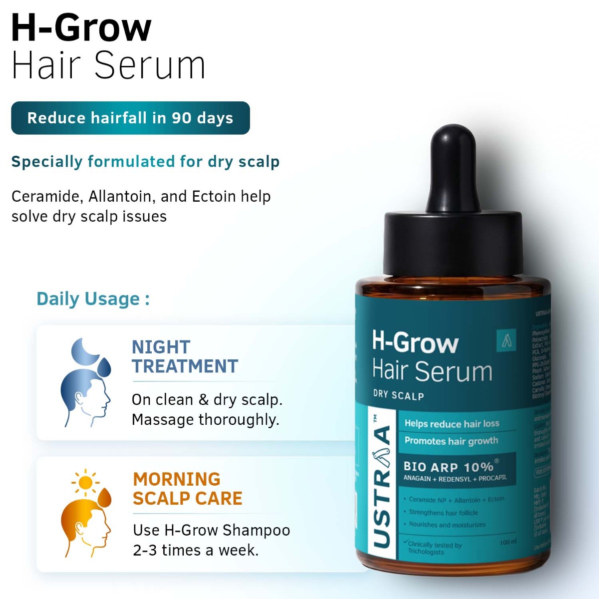 Ustraa H-Grow Hair Serum | Dry Scalp | Reduce Hair Fall in 90 Days | Ustraa