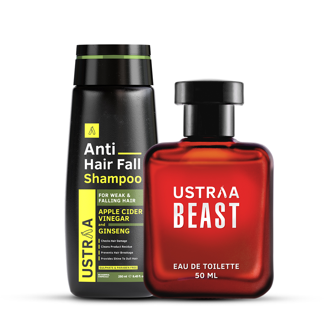 Ustraa Anti Hair Fall Shampoo & Beast EDT Perfume for Men