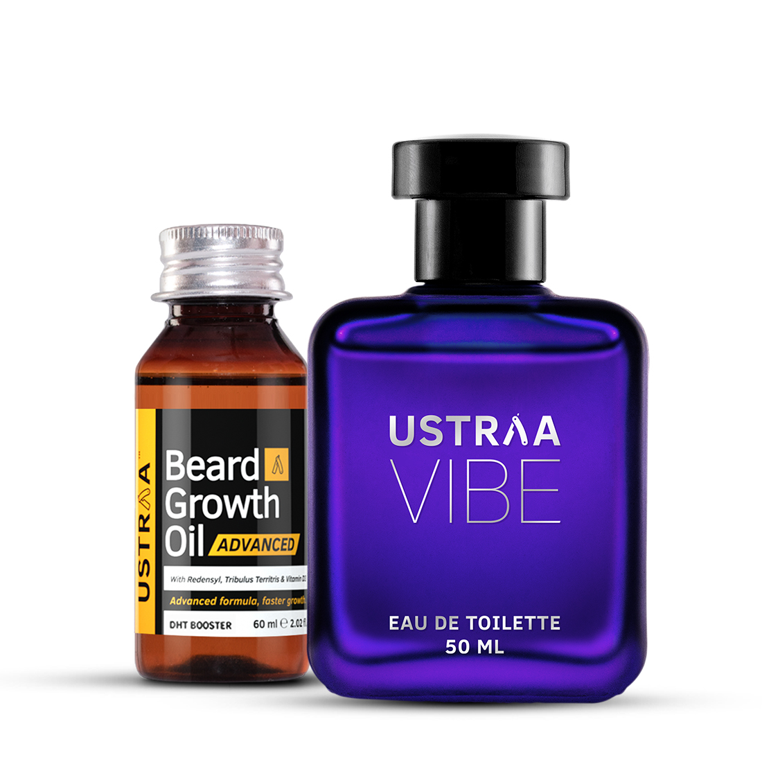 Ustraa Beard Growth Oil- Advanced & Vibe EDT Perfume for Men