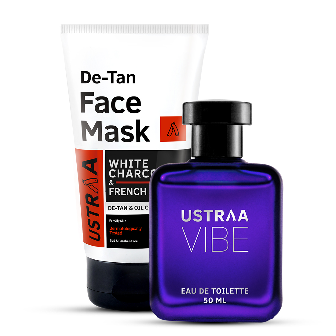 Ustraa De-Tan Face Mask - Oily Skin & Vibe EDT Perfume for Men