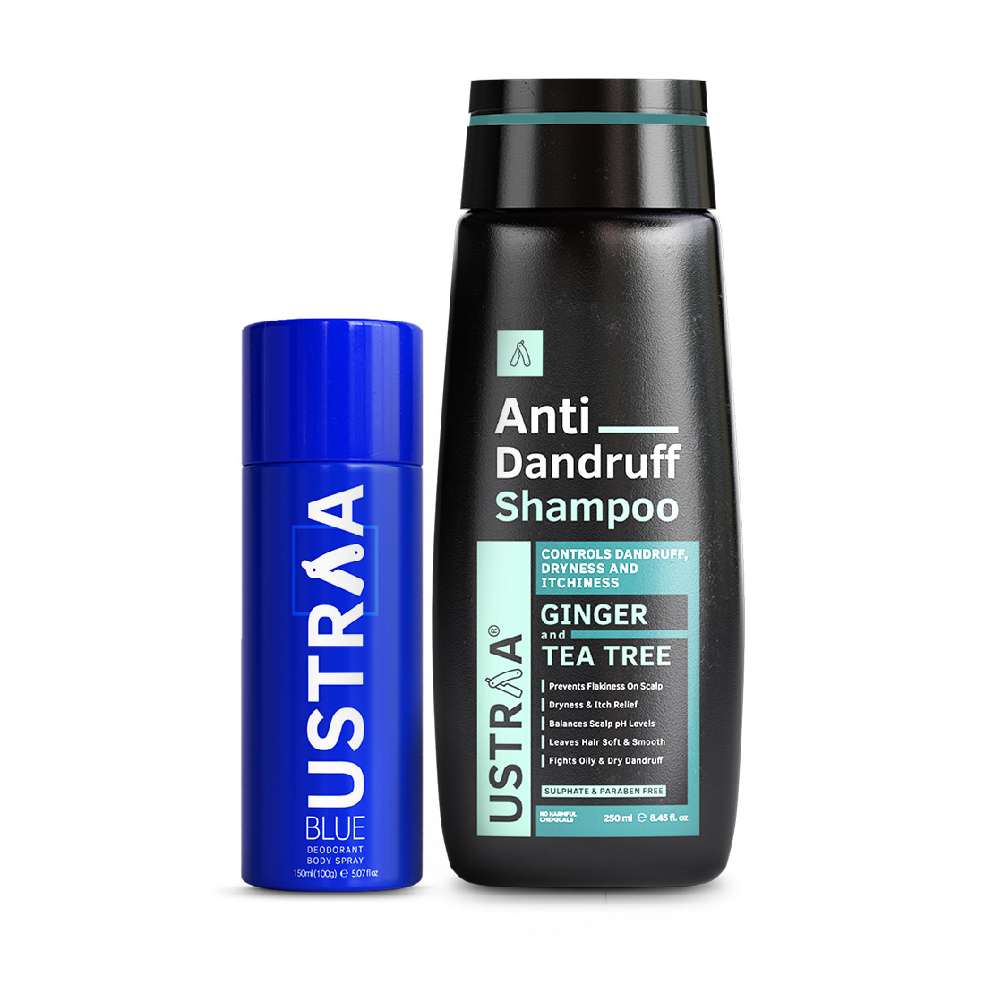 Anti Dandruff Hair Shampoo & BLUE Deodorant Body Spray - For Men