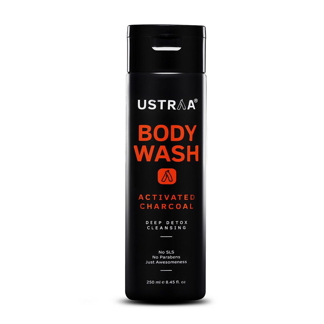 Ustraa Body Wash for Men 250 ml - WIth Activated Charcoal and Rich Lather for Deep Cleansing