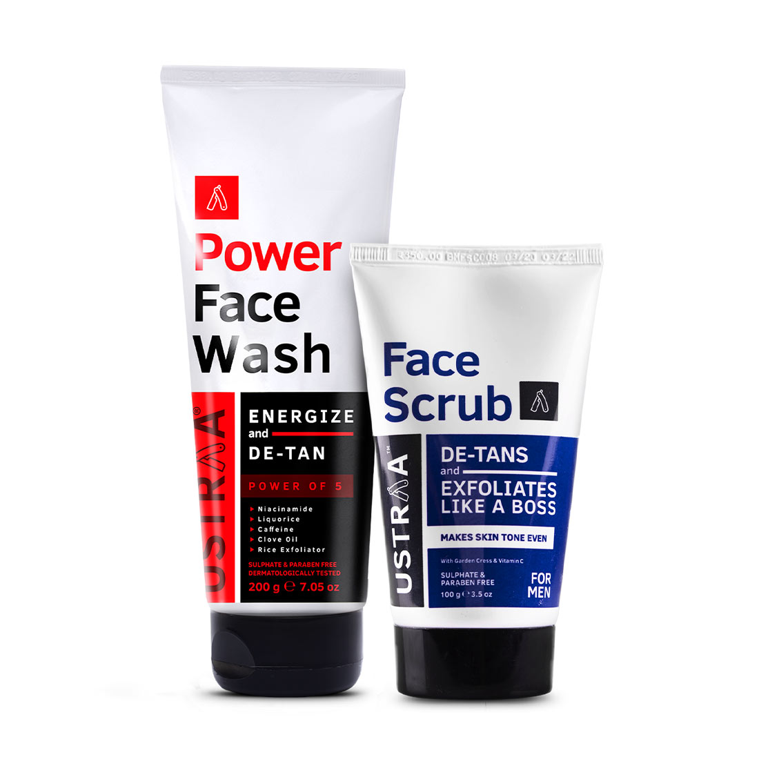 Power Face Wash Energize & Face Scrub De-Tan - Tan Removal Combo