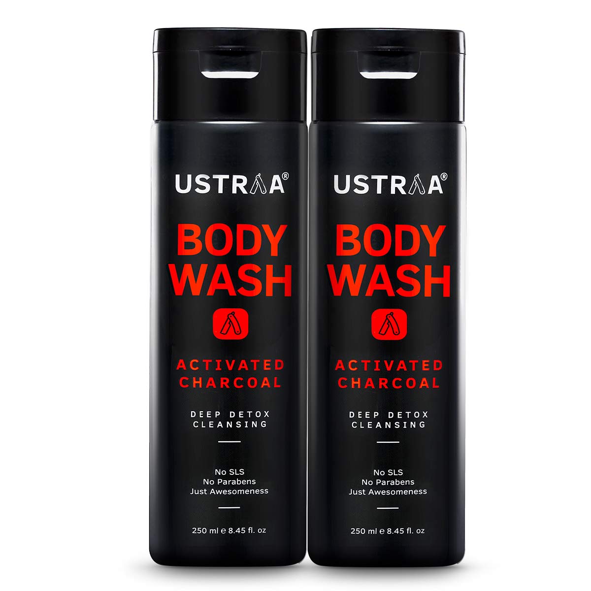 Body Wash for Men - Activated Charcoal - 250 ml - Set of 2