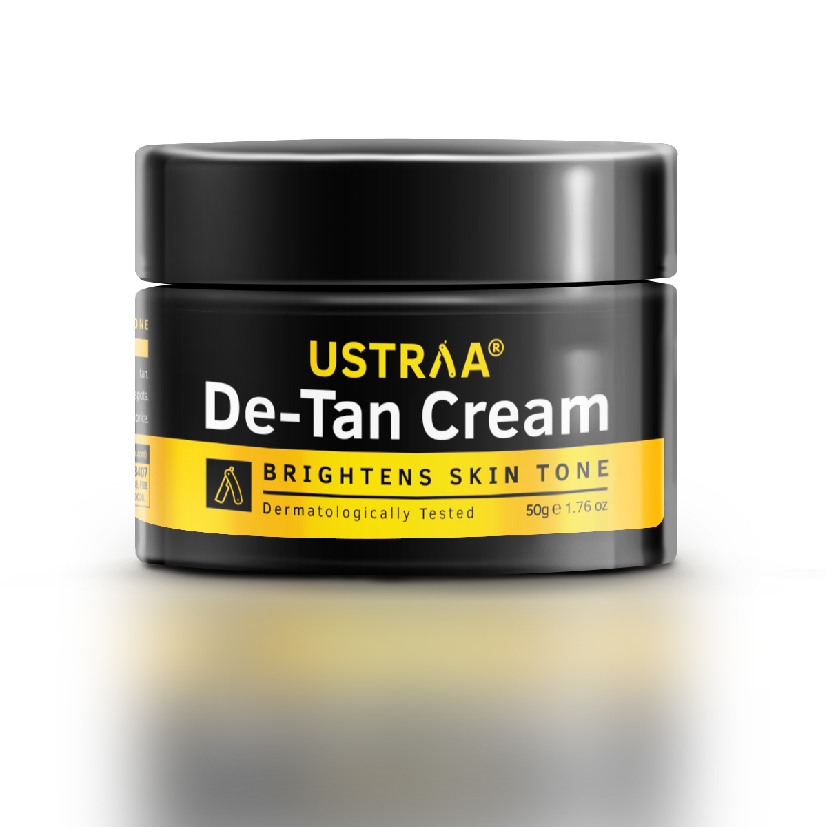 Ustraa De-Tan Cream for Men - Tan removal and Even Skin tone, Skin Lightening Cream without Bleach, With Japanese Yuzu and Liquorice, 50g