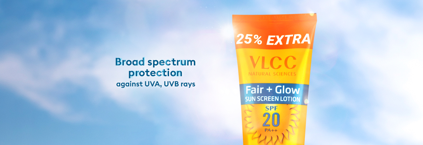 Benefits of VLCC Fair+ Glow Sunscreen Lotion SPF 20 PA ++ - 100 g with 25 g Extra