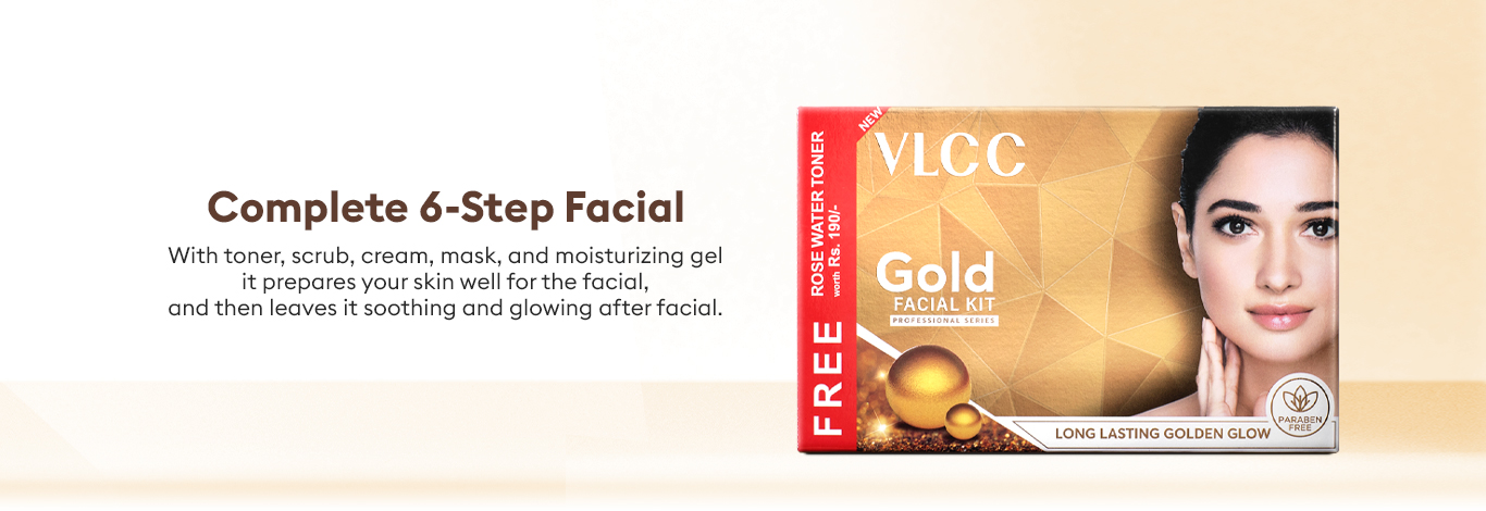Benefits of 400 g -Vlcc Gold Facial Kit with FREE Rose Water Toner