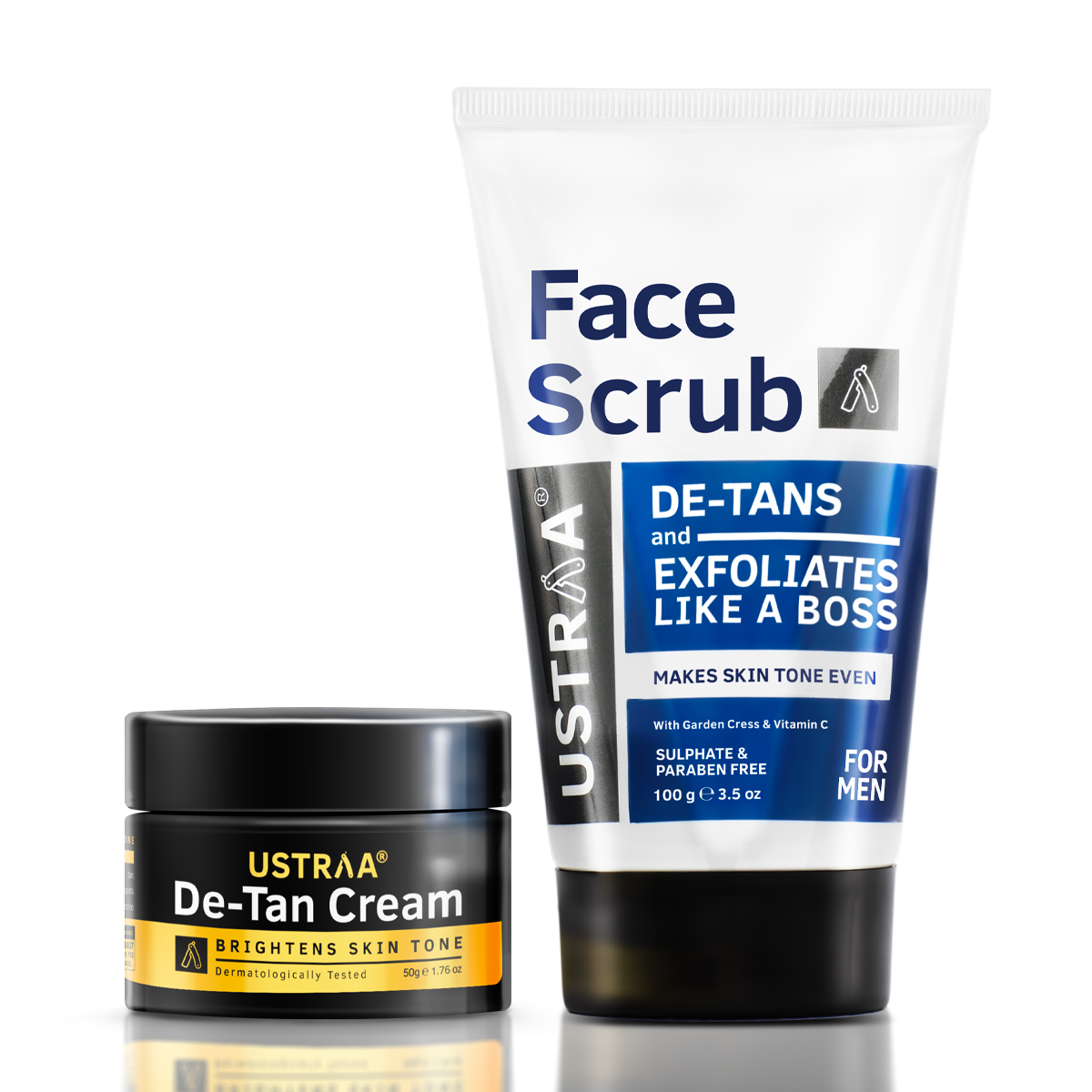 Ustraa Total De-Tan Pack For Men: Face Scrub + De-Tan Cream