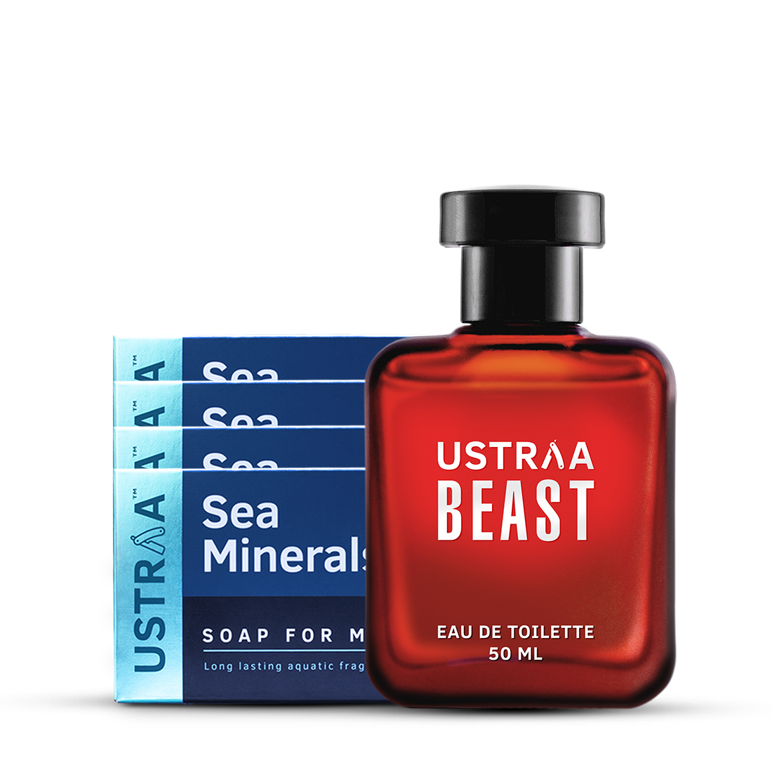 Ustraa Deo Soap with Sea Minerals (Pack of 2) & Beast EDT Perfume for Men