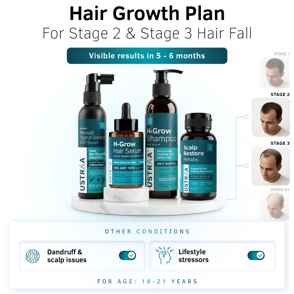 Stage 2-3 Hair Regrowth Plan | Dry Scalp Care + Support
