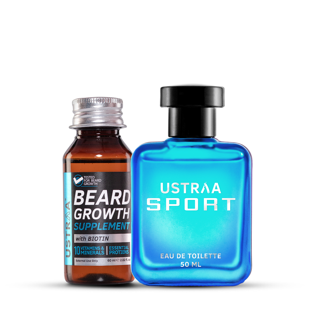Ustraa Beard Growth Supplement & Sport EDT Perfume for Men