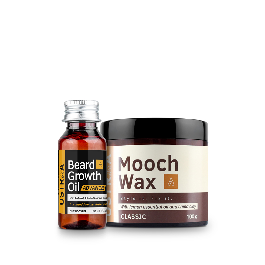 Beard Growth Oil Advanced & Beard and Mooch Styling Wax Ustraa