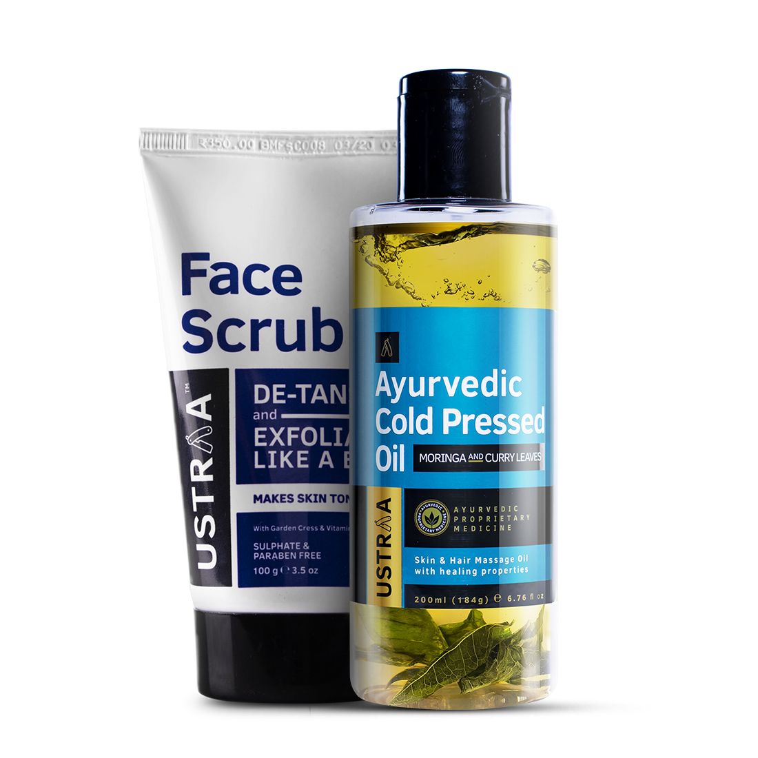 Ayurvedic Cold Pressed Oil & De-Tan Face Scrub Combo