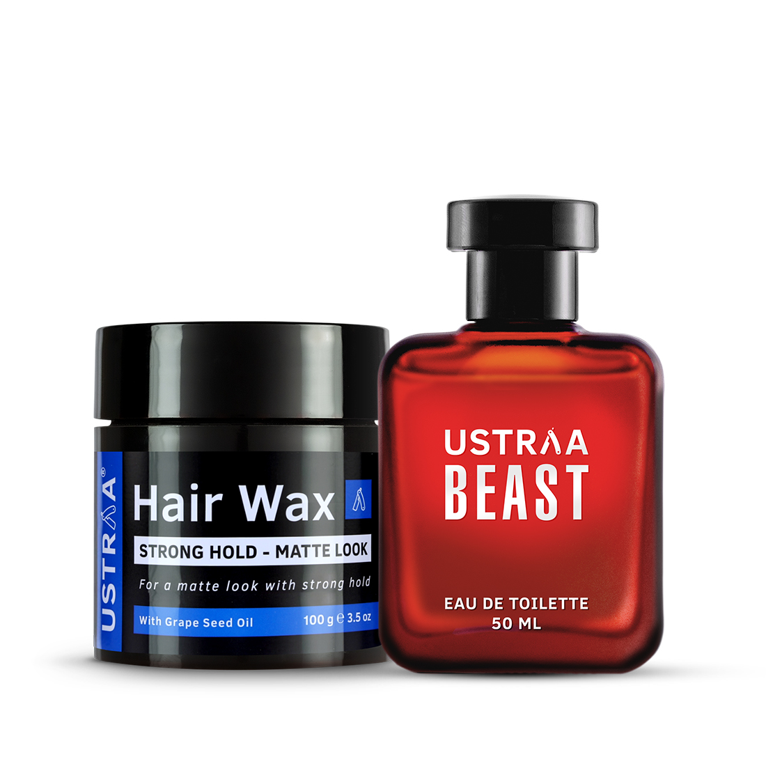 Ustraa Hair Wax - Strong Hold, Wet Look & Beast EDT Perfume for Men