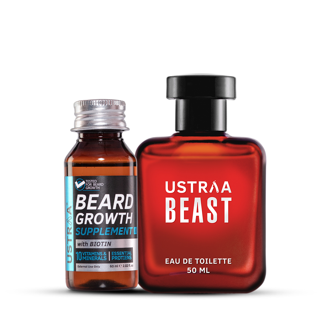Ustraa Beard Growth Supplement & Beast EDT Perfume for Men