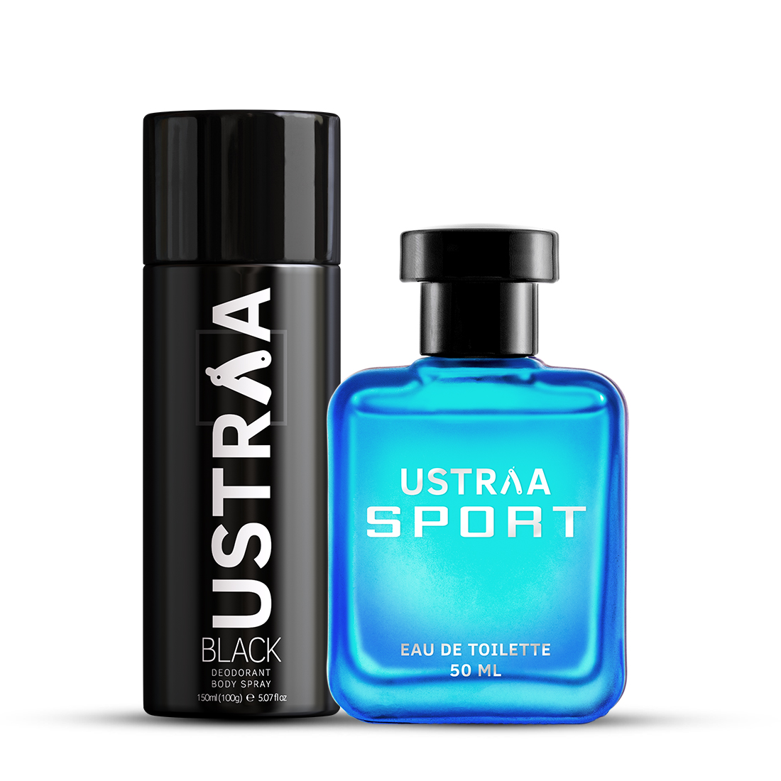 Ustraa BLACK Deodorant Body Spray & Sport EDT Perfume for Men