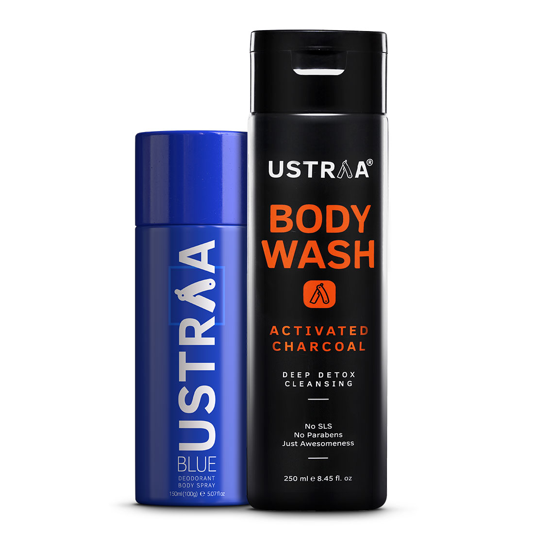 Ustraa Blue Deodorant & Body Wash - Activated Charcoal