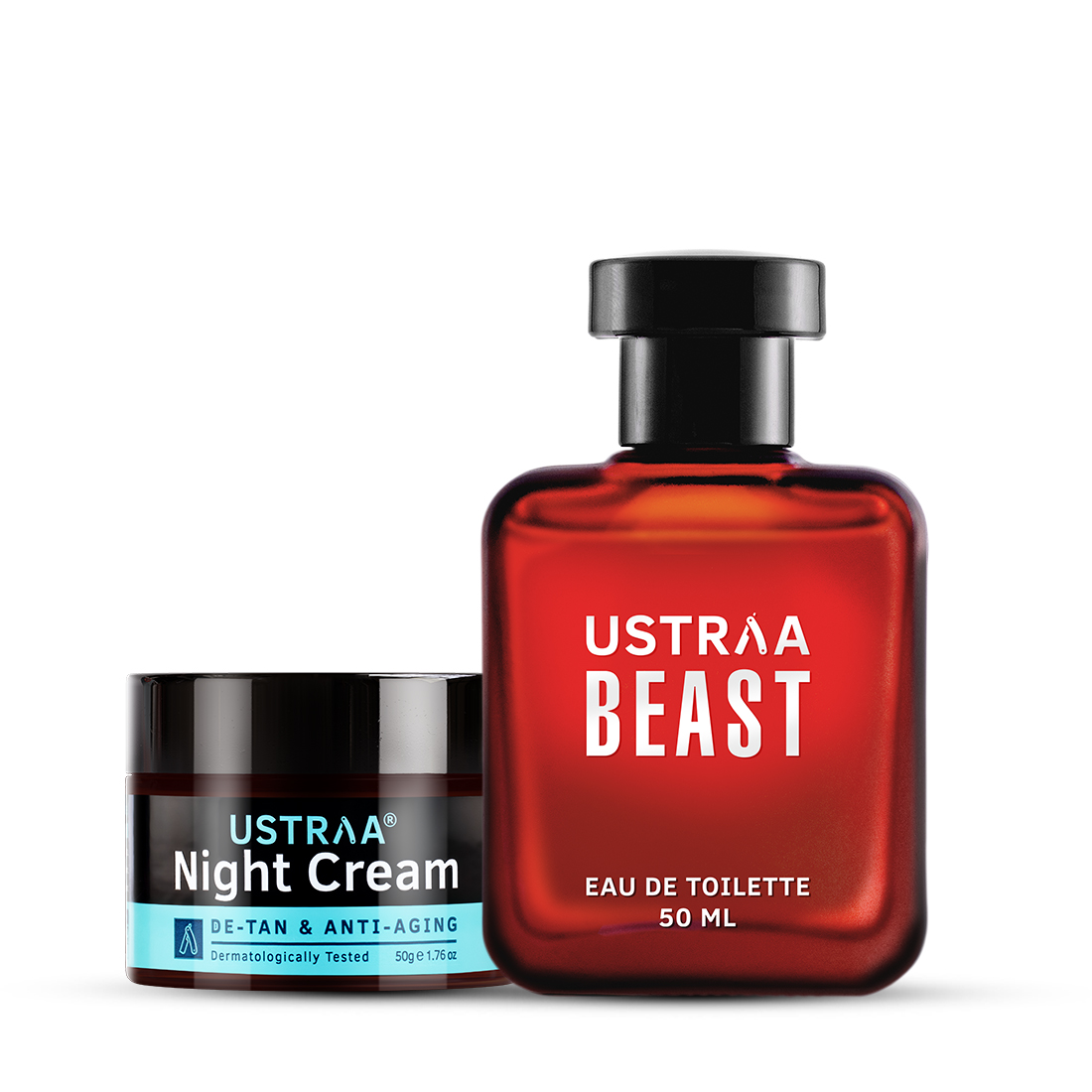 Ustraa Night Cream - De-tan and Anti-aging & Beast EDT Perfume for Men
