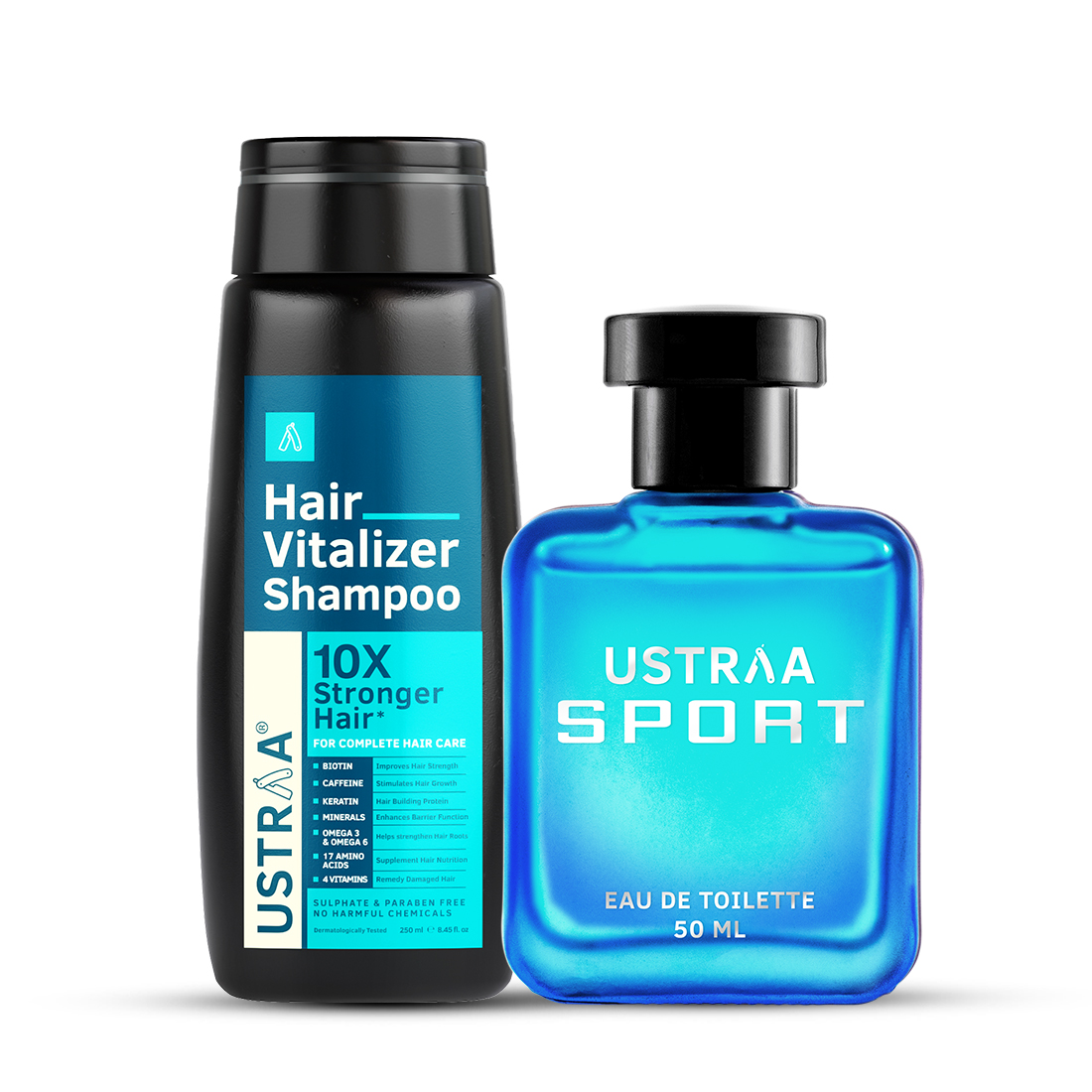 Ustraa Hair Vitalizer Shampoo & Sport EDT Perfume for Men