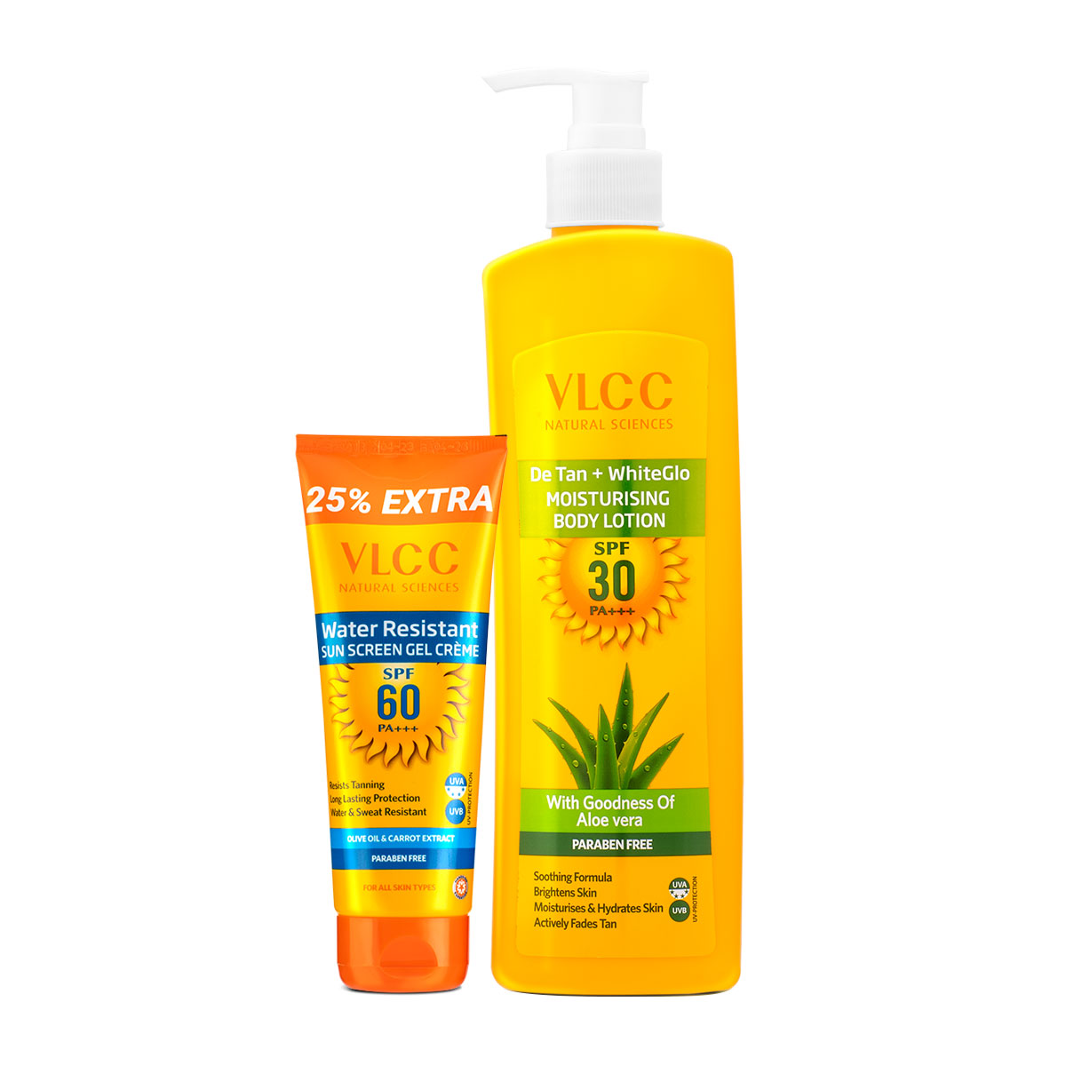 VLCC Water Resistant SPF 60 PA+++ & DeTan + White Glow Moisturising Body Lotion SPF 30 PA+++