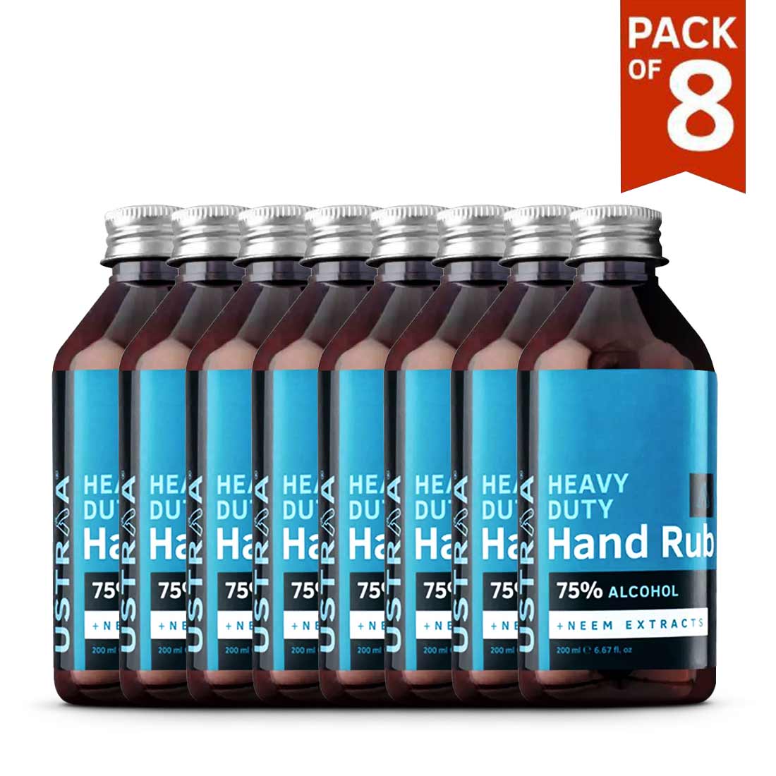 Heavy Duty Hand Rub (Sanitizer) - 200 ml - Set of 8