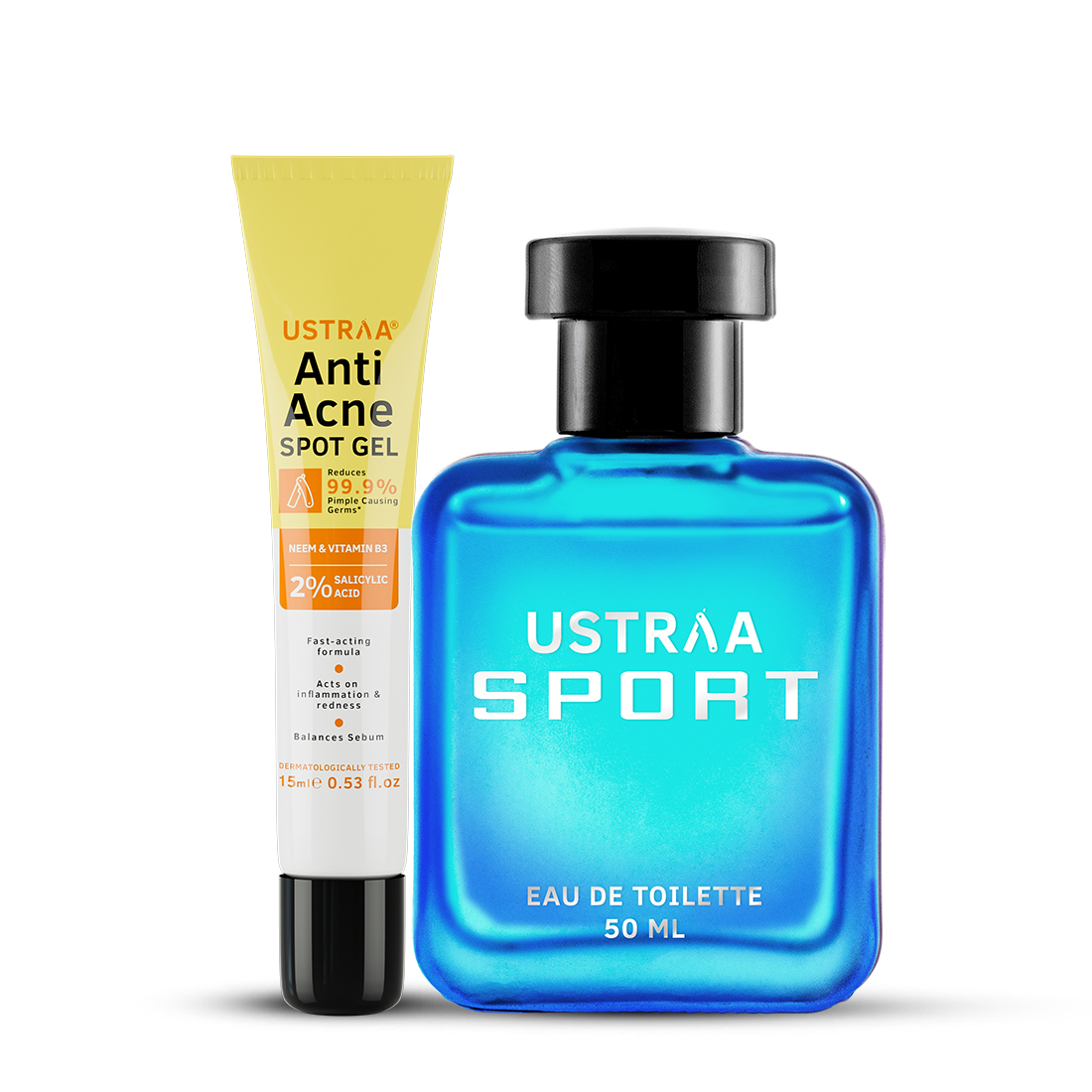Ustraa Anti-Acne Spot Gel with Neem & Vitamin B3 & Sport EDT Perfume for Men