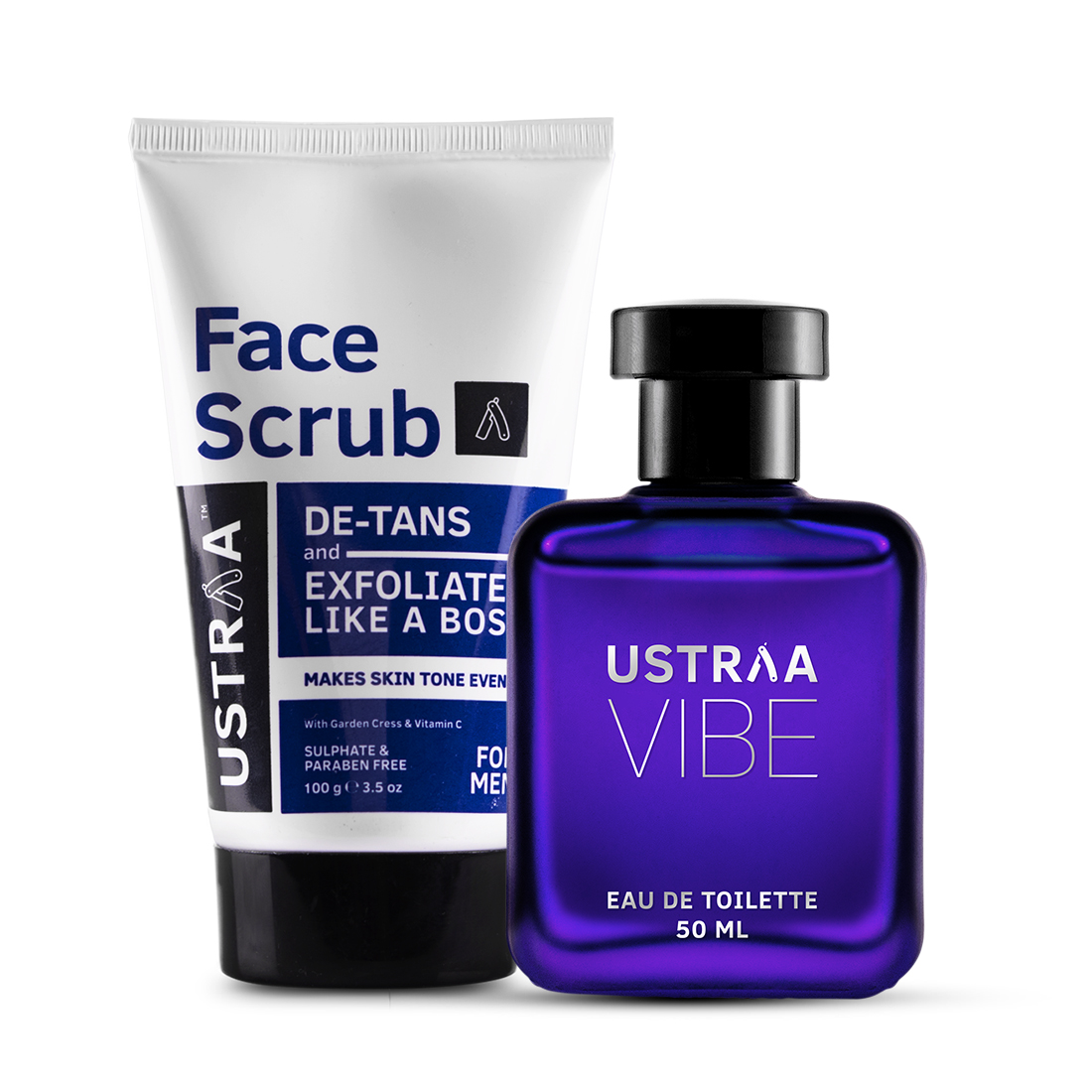 Ustraa Face Scrub for de-Tan & Vibe EDT Perfume for Men