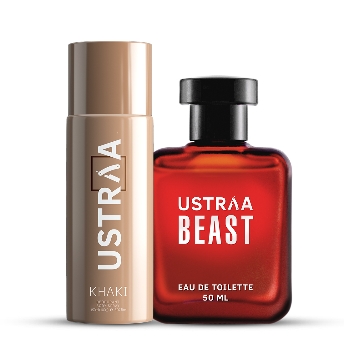 Ustraa KHAKI Deodorant Body Spray & Beast EDT Perfume for Men