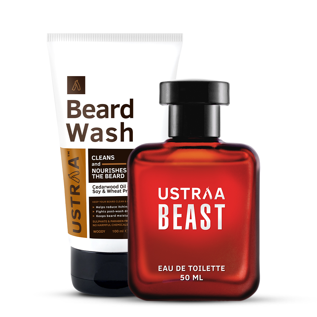 Ustraa Beard Wash (Woody) & Beast EDT Perfume for Men