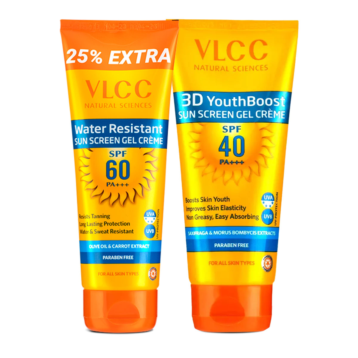 VLCC Water Resistant SPF 60 PA+++ Sunscreen & 3D Youth Boost SPF40 +++ Sunscreen