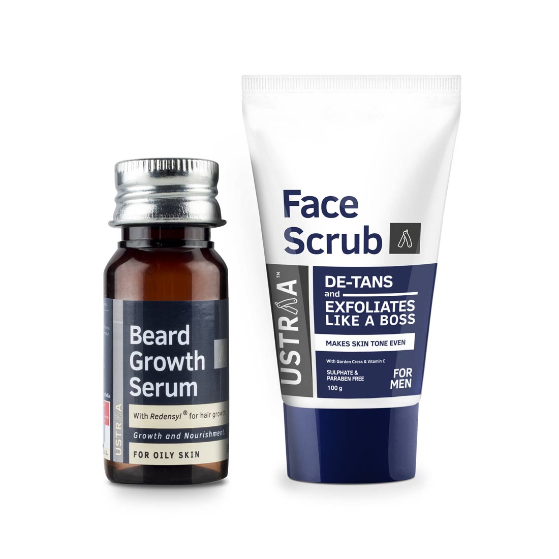 Beard Growth Serum & Face Scrub De-Tan - for Effective Tan Removal