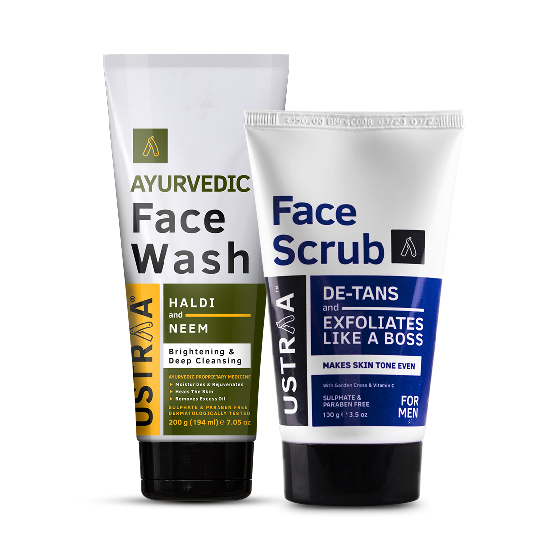 De -Tan Face Scrub & Ayurvedic Face Wash with Haldi & Neem