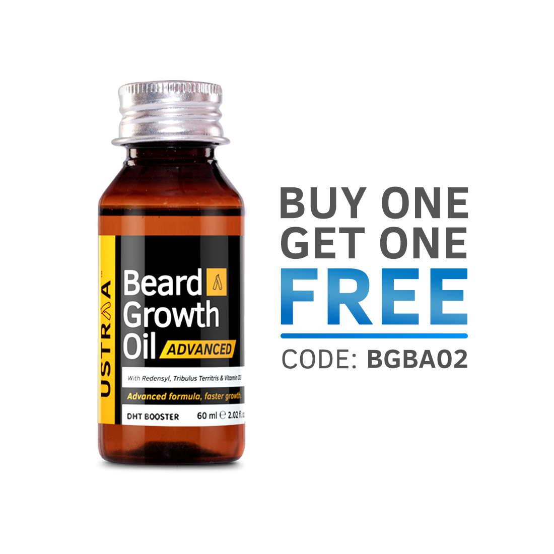 Ustraa Beard Growth Oil Advanced 60 ml - With Redensyl & DHT Booster