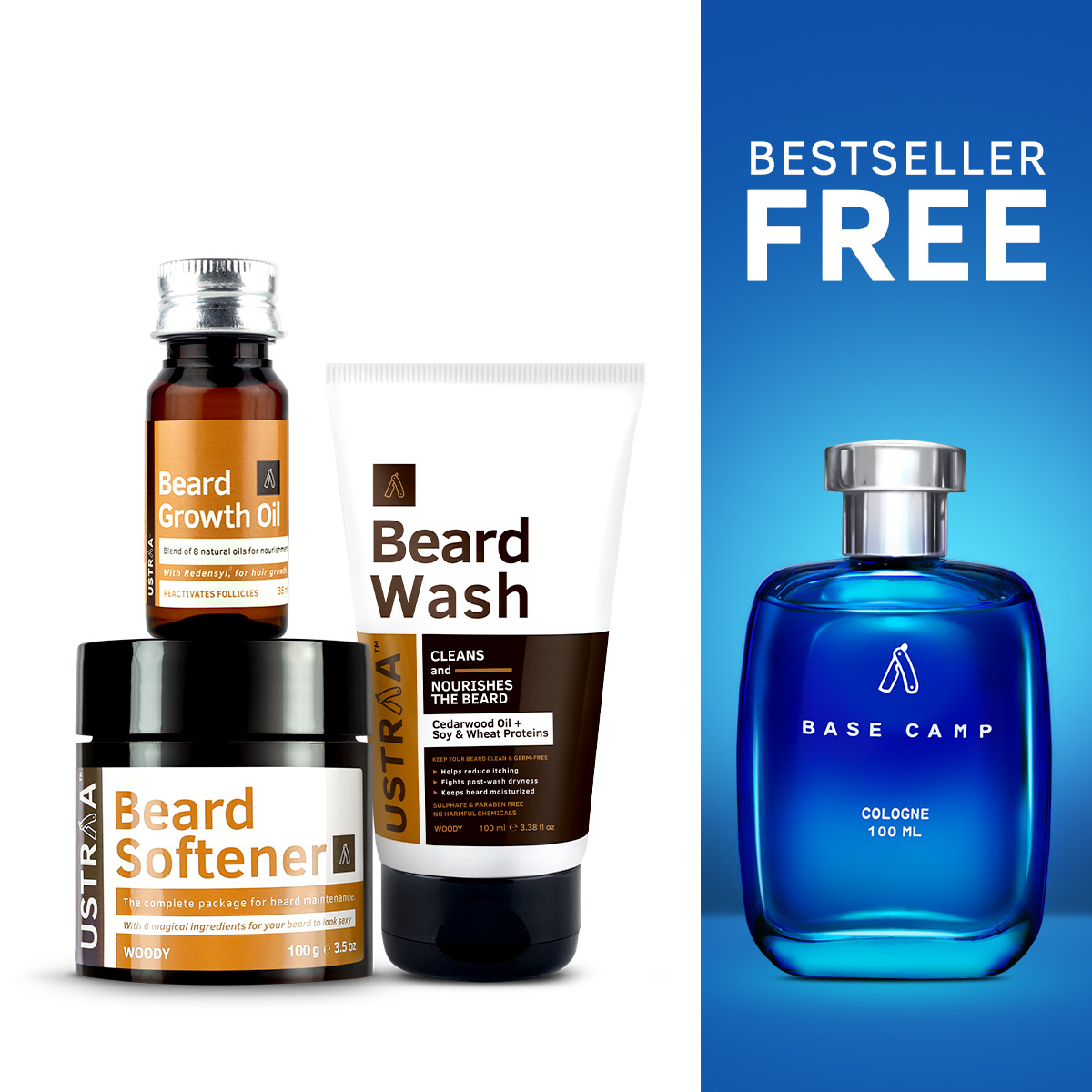 Ustraa Beard lover pack| Beard Growth Oil |  Beard Softener | Beard Wash Woody