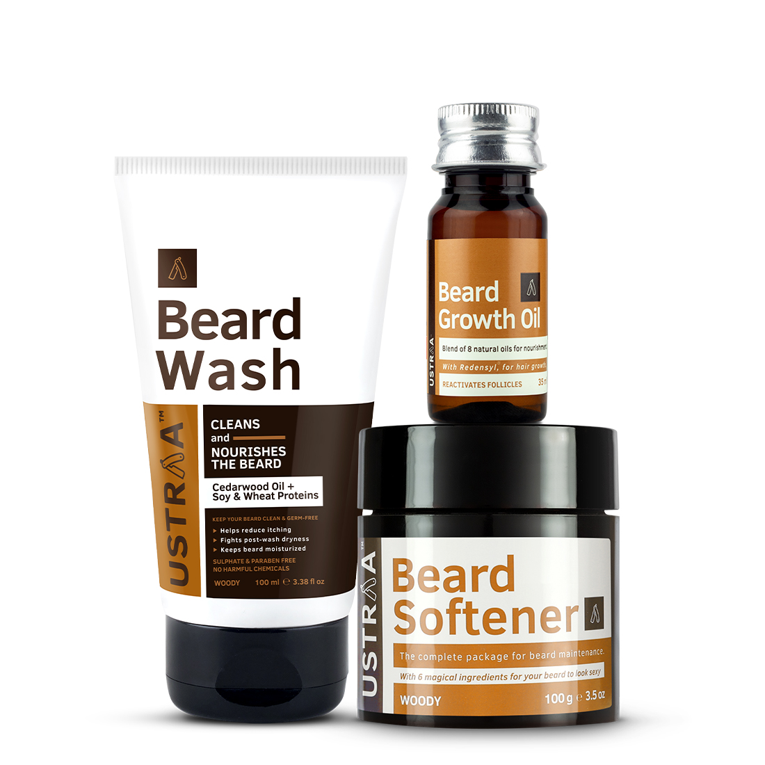 Ustraa Beard lover pack| Beard Growth Oil |  Beard Softener | Beard Wash Woody