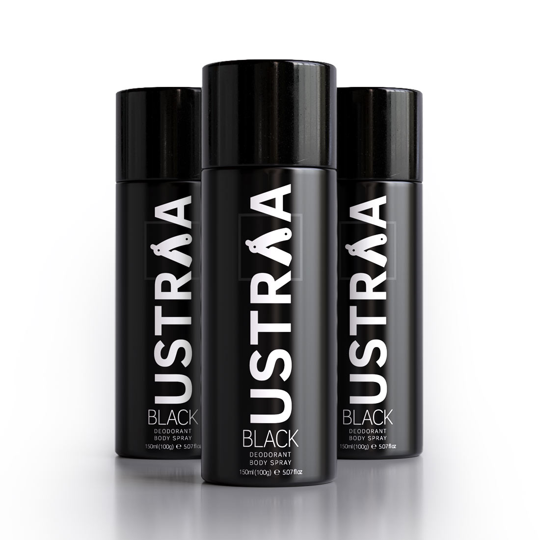 Ustraa Black Deodorant Body Spray (Set of 3) | 24-Hour Freshness for Men