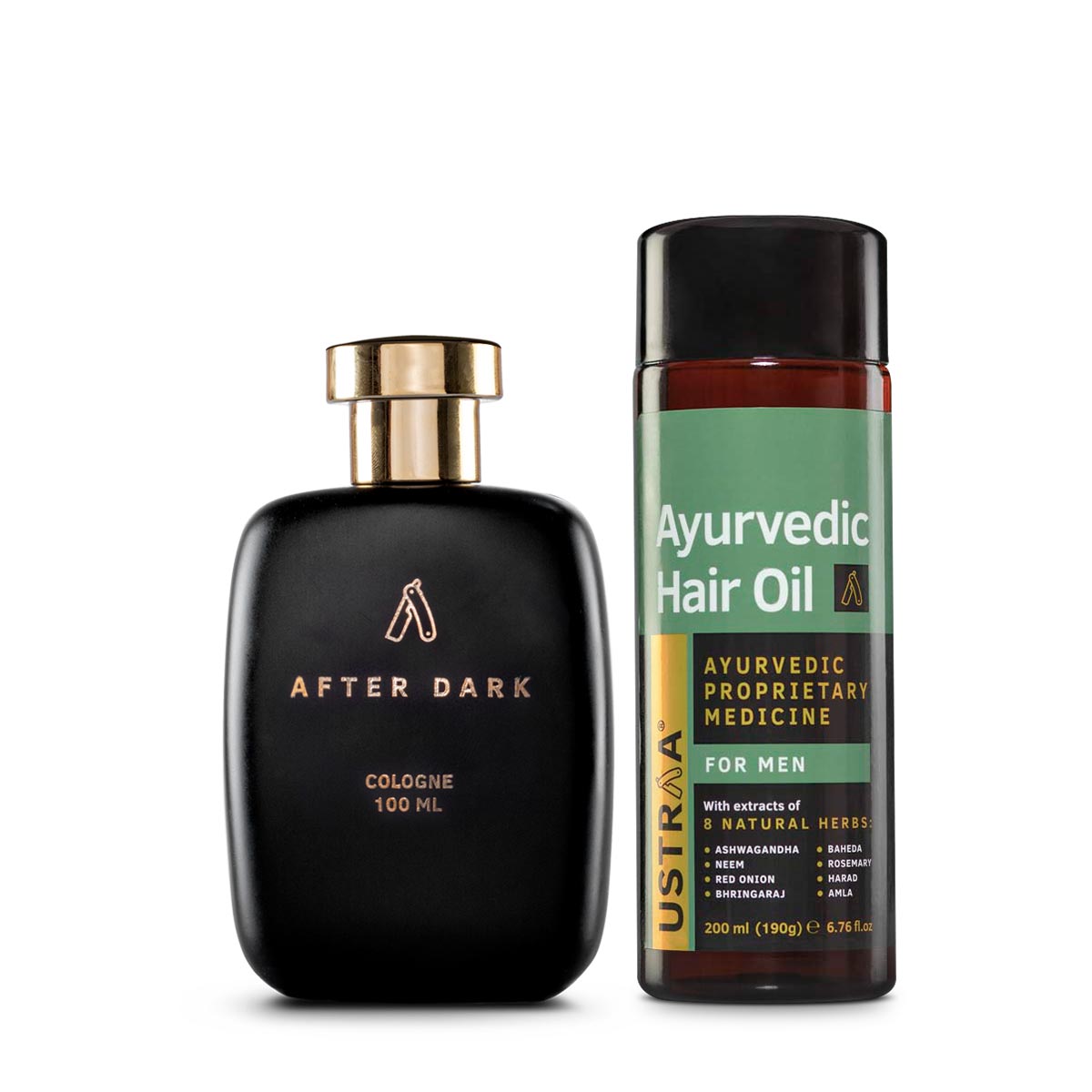 Ustraa Ayurvedic Hair Oil + Cologne- Afterdark For Men: Set of 2