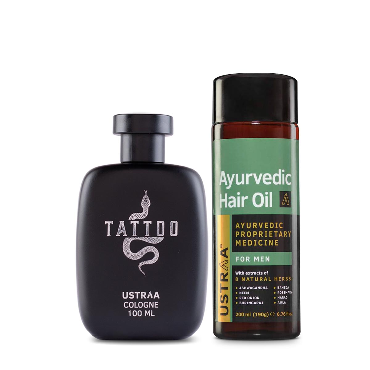 Ustraa Ayurvedic Hair Oil + Cologne- Tattoo For Men: Set of 2