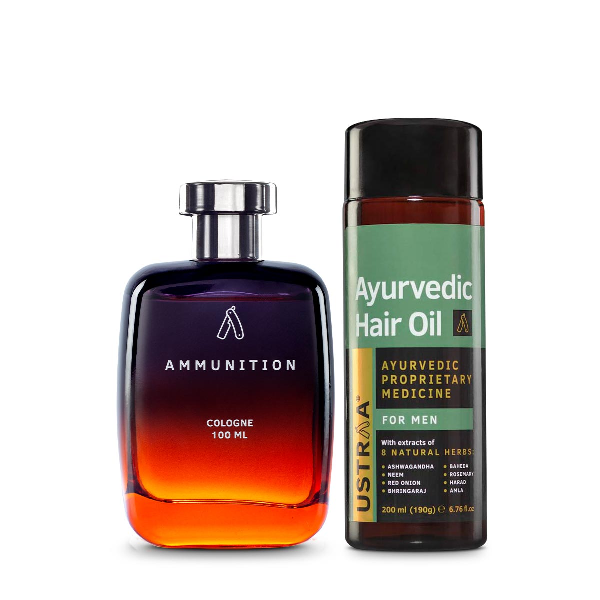 Ustraa Ayurvedic Hair Oil & Ammunition Cologne For Men