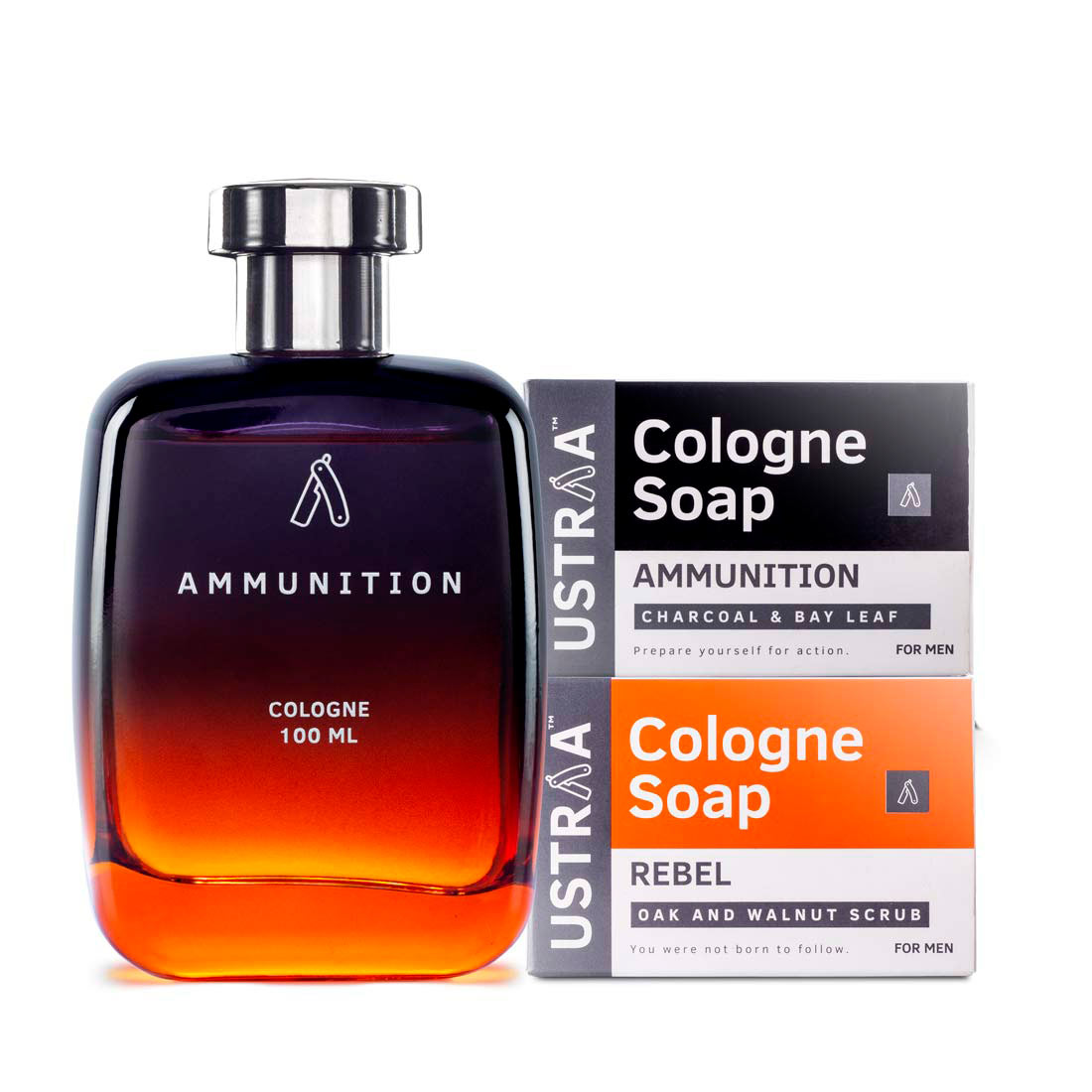 Ammunition Cologne Perfume for Men- 100ml & Rebel & Ammunition Cologne Soaps set of 2