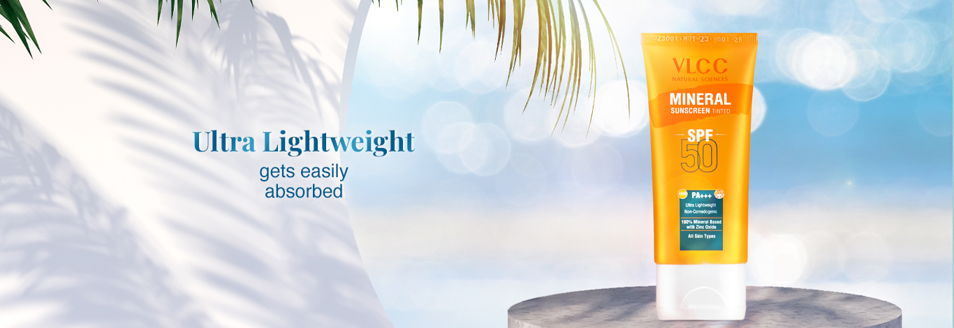Benefits of VLCC Mineral Sunscreen Tinted SPF 50 PA+++ Ultra Lightweight Non-Comedogenic - 50 g
