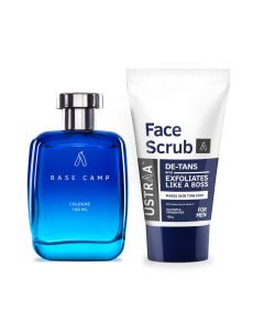 Base Camp Cologne - 100 ml - Perfume for Men & Face Scrub- De-Tan - for Effective Tan Removal