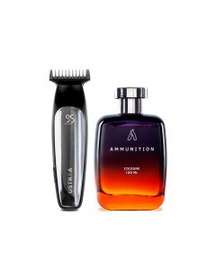 Ustraa Chrome - Lithium Powered Beard Trimmer & Cologne Ammunition