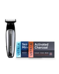Ustraa Chrome - Lithium Powered Beard Trimmer and 2 New Ustraa Deo Soaps